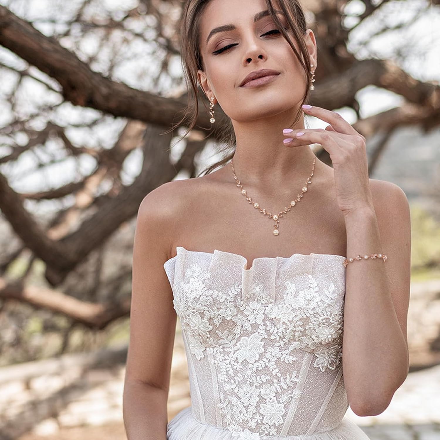 Set Joyas Boda Ever Faith Perlas y Circonia para Novias y Damas 4
