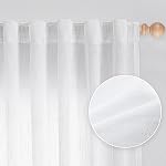 MYSKY HOME Linen Curtains for Living Room, Natural Semi Sheer Curtains & Drapes 84 Inches Length 2 Panels Set Farmhouse Country Boho Style Back Tab Draperies for Sliding Glass Door, 50" Wide, Linen