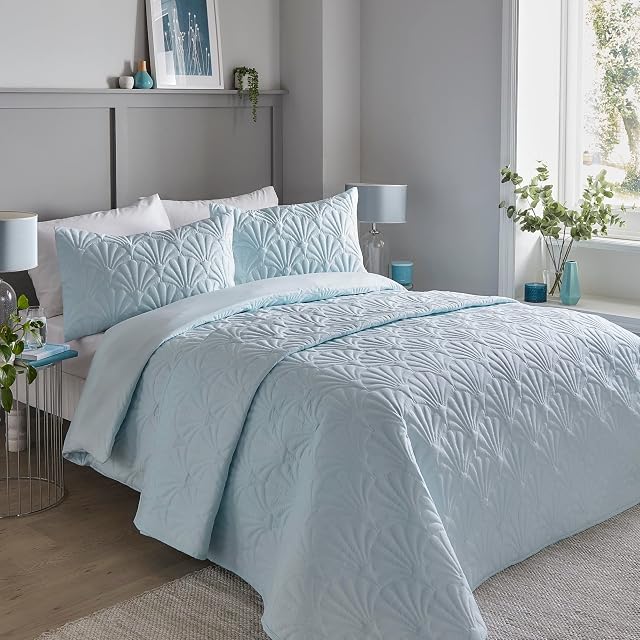 Serene - Cavali - Pinsonic Duvet Cover Set - King Bed Size in Duck Egg