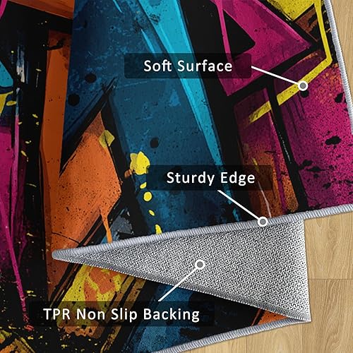 Miniatura 27 de Mosaic Rug 7x10 Rugs 80s Gaming Design Large Area Rug, Retro 70s Carpet Home Room Decor Rugs for Living Room Bedroom Kitchen Dorm Classroom Indoor