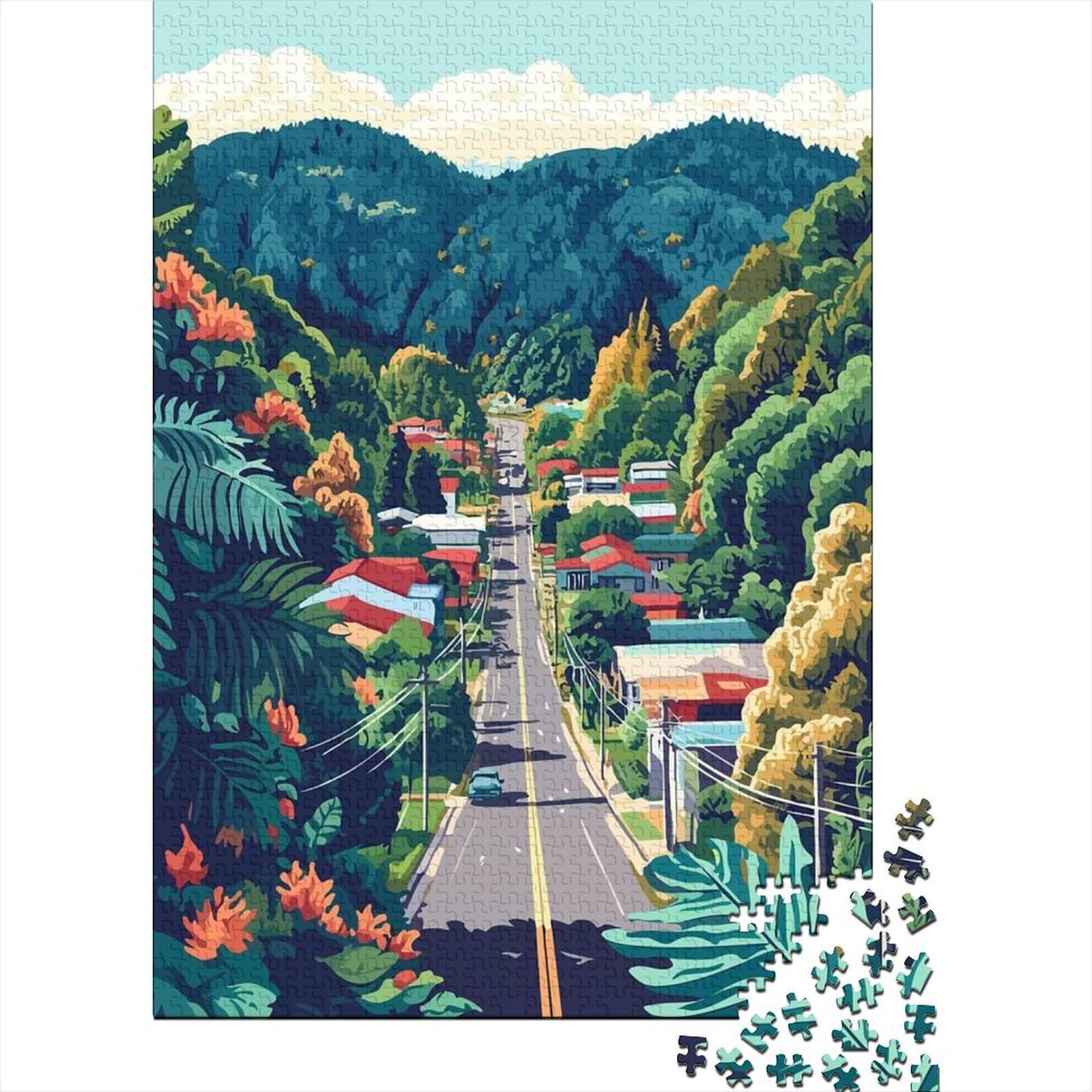 52x38cm/1000pcs 1000 Piece Jigsaw, New Zealand Afternoon Minimalist Art