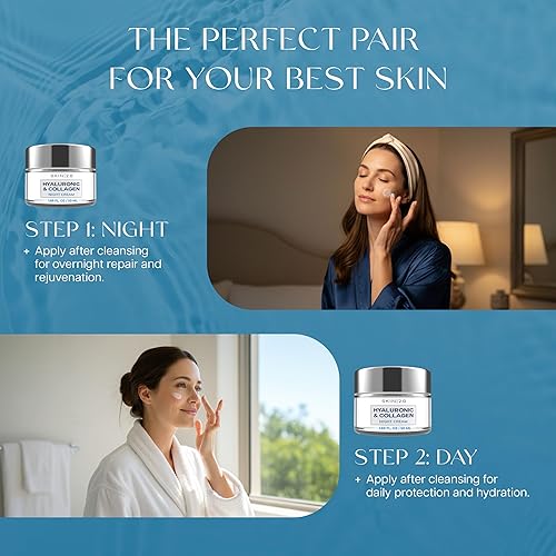 Miniatura 5 de Hidratante facial de día y noche con ácido hialurónico y colágeno, probado por dermatólogos, hidratante, antienvejecimiento, belleza limpia, libre