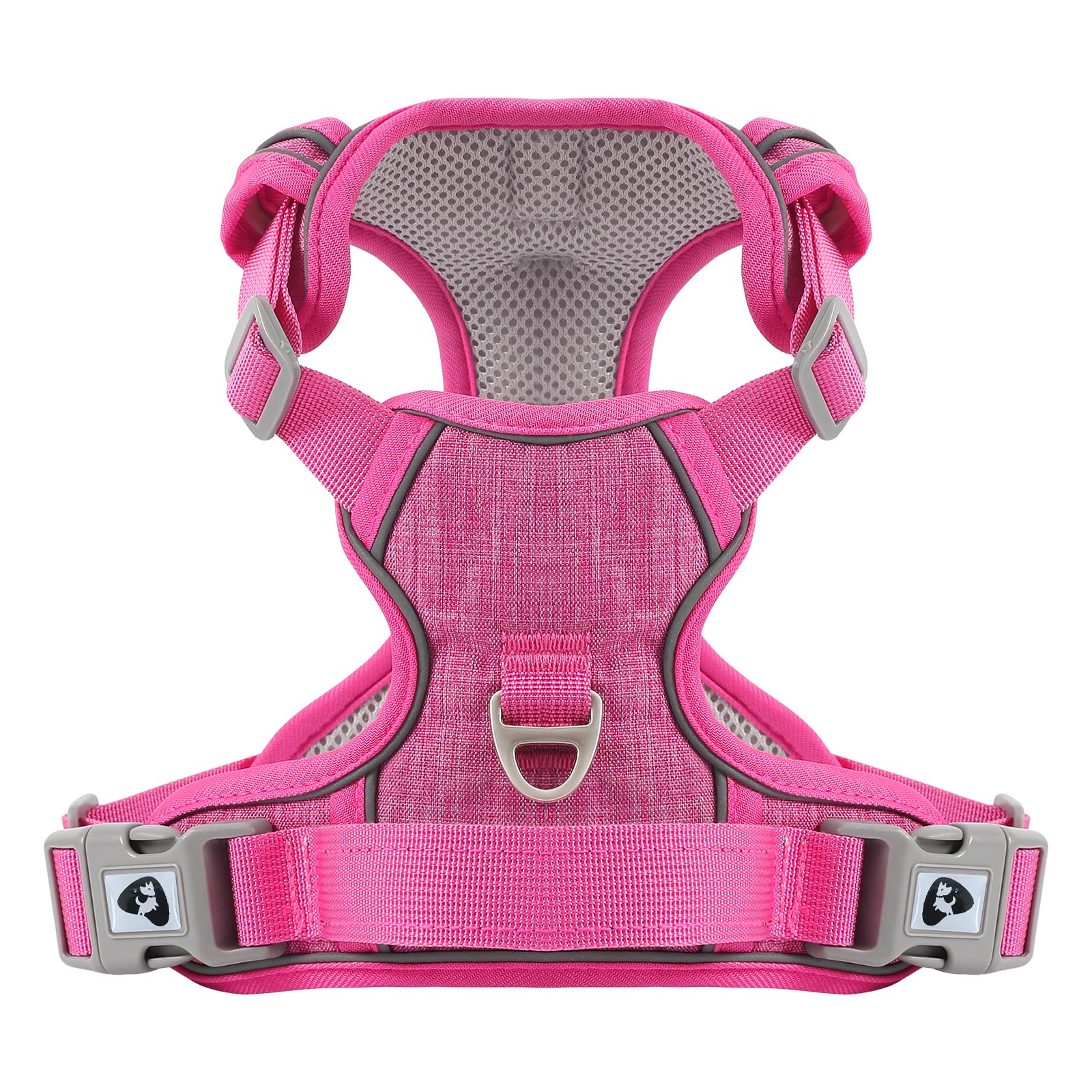 COMSLE Pettorina Cane Taglia Grande Media Piccola, Pettorina Cane ad h Riflettente, Pettorina Anti Tiro per Cani Regolabile con Doppio Anello, Imbracatura Cani Traspirante, Rosa, M