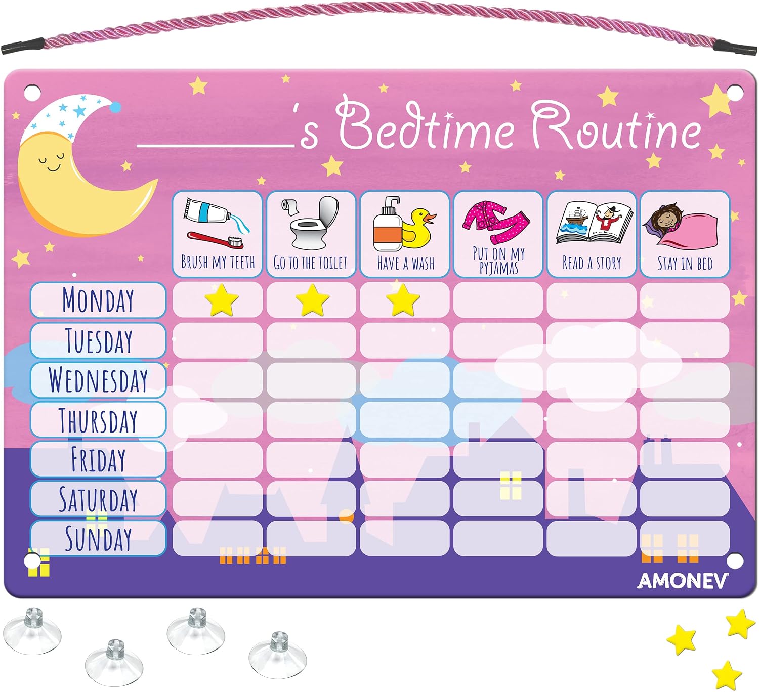 Amazon.com: Amonev Children's Magnetic Bedtime Routine Reward Chart ...