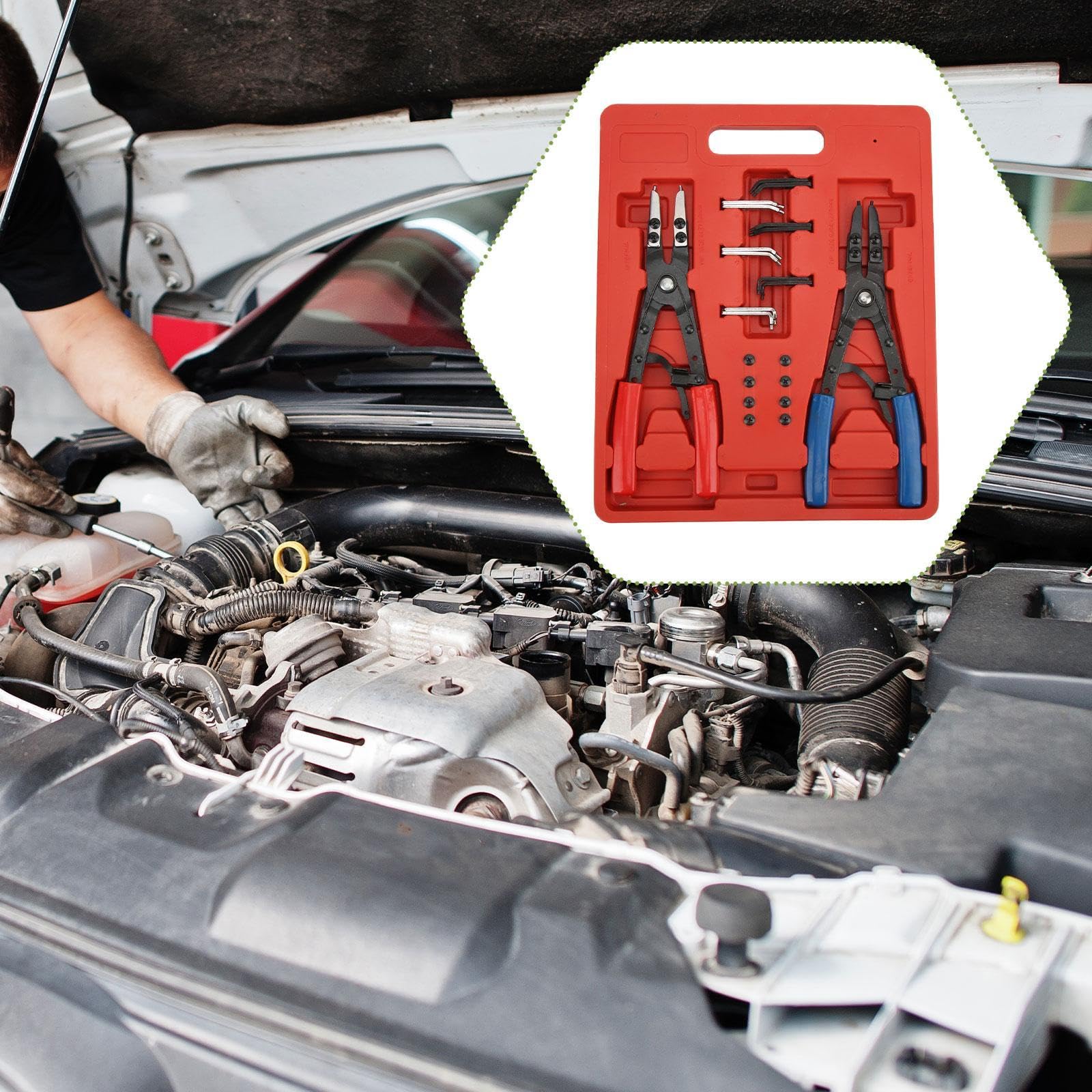 Generic 2 Pieces Internal and External Snap Rings Pliers Rings Remover Retaining Wear Resistance Steel Heavy Duty for Maintenance