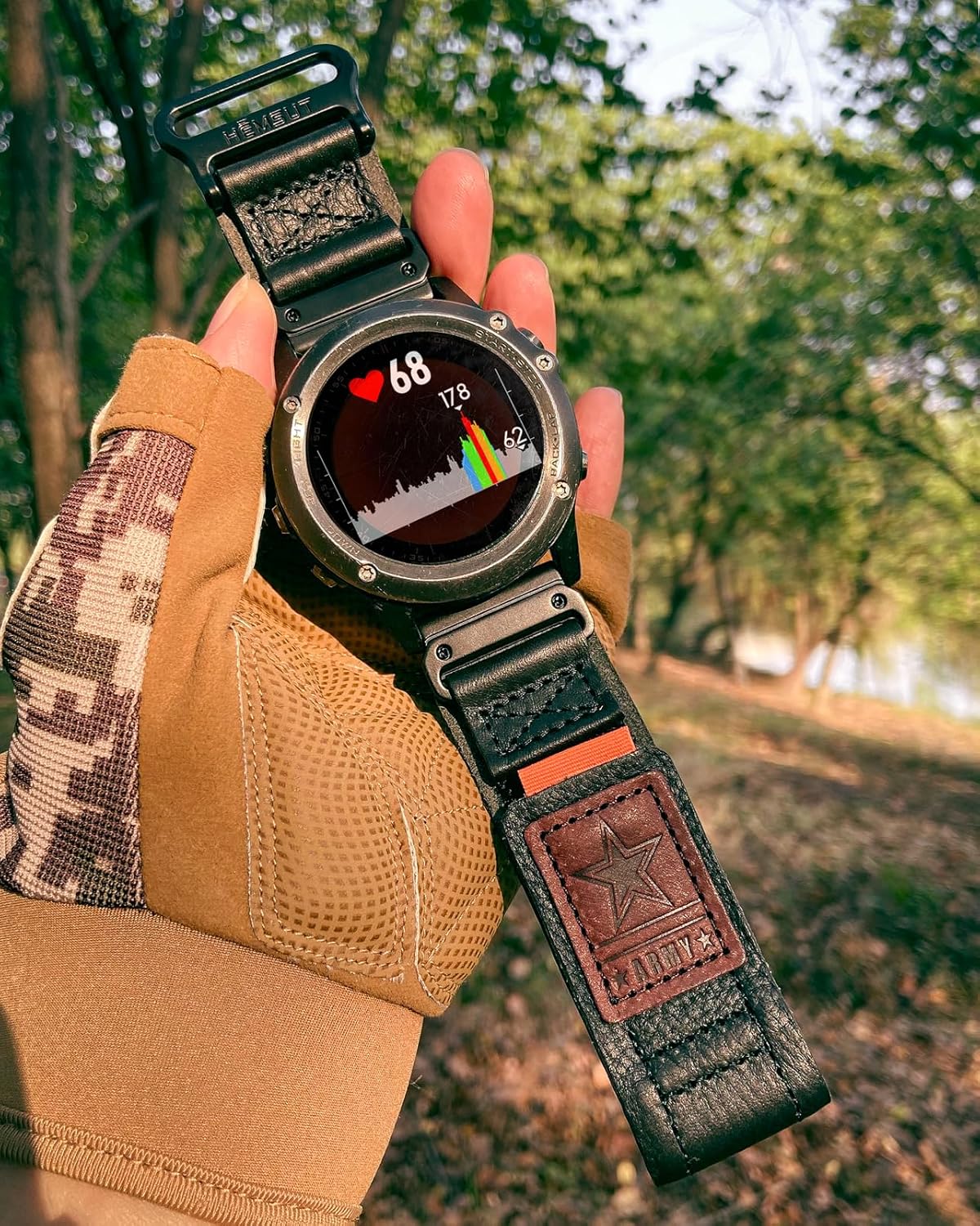 HEMSUT 26mm Military Watch Band Compatible with Garmin Instinct 3 50mm/Fenix 8 51mm/7X/7X Pro/6X/6X Pro/5X/5X Plus, Tactix 7 Pro/ Delta, Quatix 6X/5X, Descent MK1/MK2, Instinct 2X, Foretrex 601/701, Enduro /Enduro 2/ Enduro 3, D2