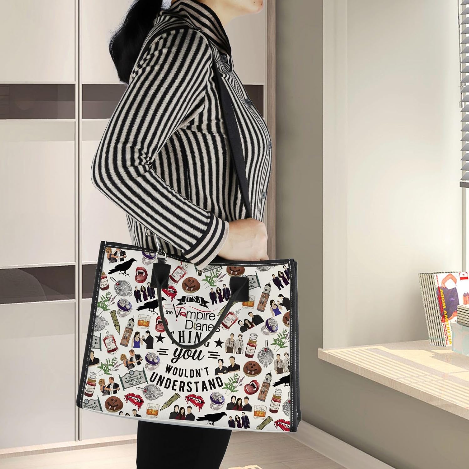 BWWKTOP Vampire Merch tote bag The Diaries Fans Gift It's A Vampire Thing Vampire Crossbody Shoulder Bag - Image 7