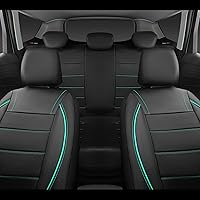 Vista 5 de CAR PASS Funda Universal FIT para asiento de automóvil de cuero con ribetes para SUVs, camionetas, camiones, compatible con bolsas de aire, diseño