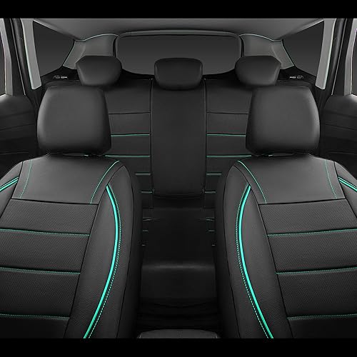 Miniatura 5 de CAR PASS Funda universal para asiento de automóvil de piel con ribetes para SUV, camionetas, camiones, compatible con bolsas de aire, diseño de