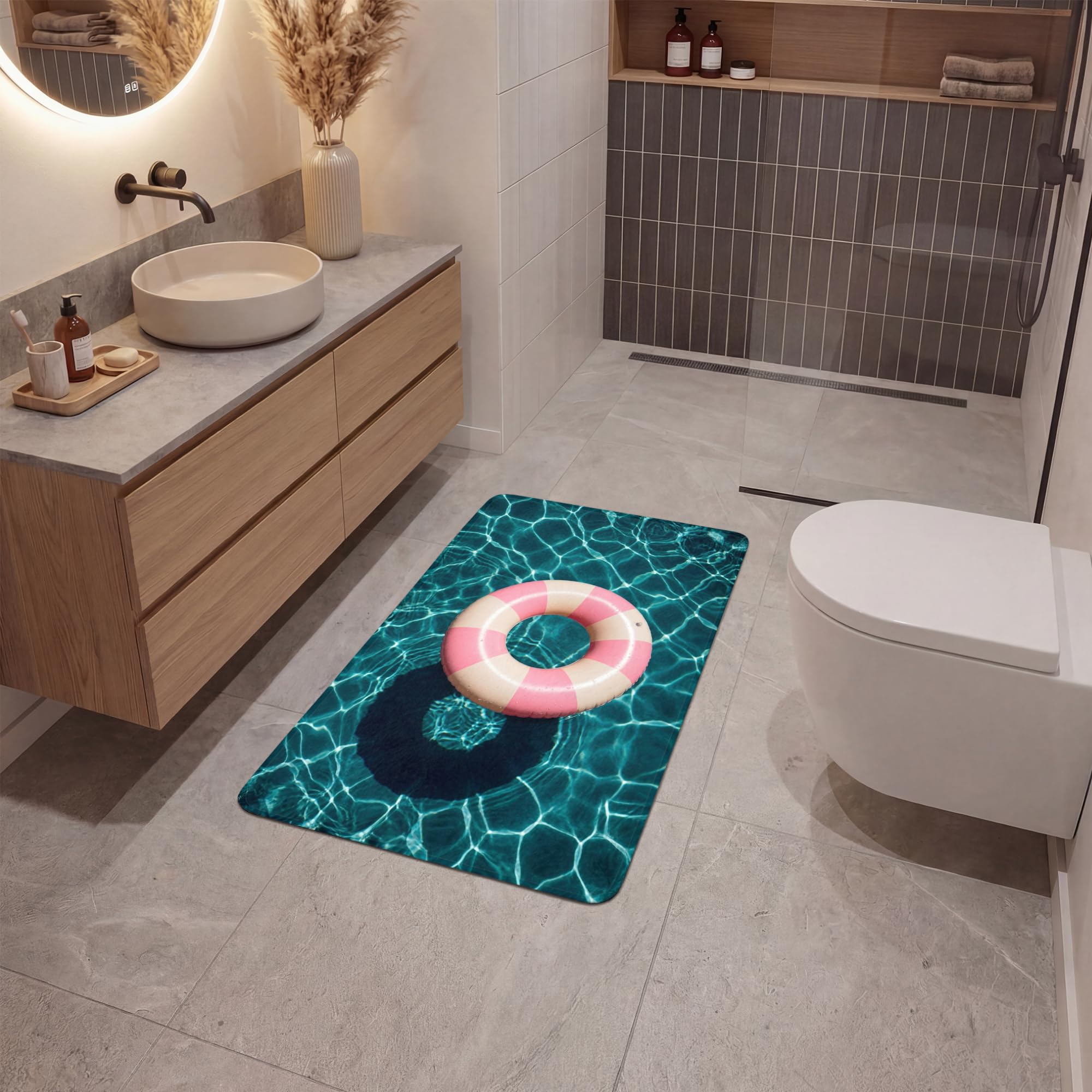 Alfombra De Baño Rectangular 60x90 cm Bathroom Bath Mat Lavable Tapete Antideslizante Alfombras Ducha Decoracion Alfombrilla Flotar - Remar - Agua