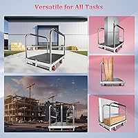 Vista 7 de Camión de panel resistente 2 en 1, carrito de plataforma de 36 x 24 pulgadas con alfombrilla de goma y 3 pasamanos, carrito de madera y paneles