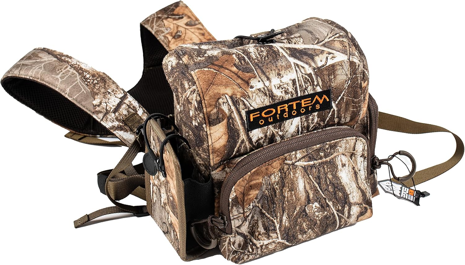 FORTEM OUTDOORS Binocular Harness Chest Pack - Realtree Edge Camo - Premium Hunting Harness & Binocular Case - Hunting Chest Pack, Bino Harness with Rangefinder Pouch, Hunting Chest Rig
