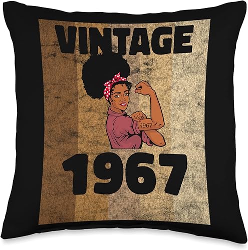 Black Pride Melanin Queen African American Gifts Vintage 1967 Limited Edition 56th Birthday Afro Girls Women Throw Pillow 16x16 Multicolor