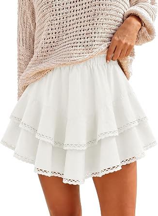 Flowy Shorts for Women Boho Ruffle Skorts | High Waist Casual Tiered Mini Skirt Cute Summer Golf Tennis Skorts