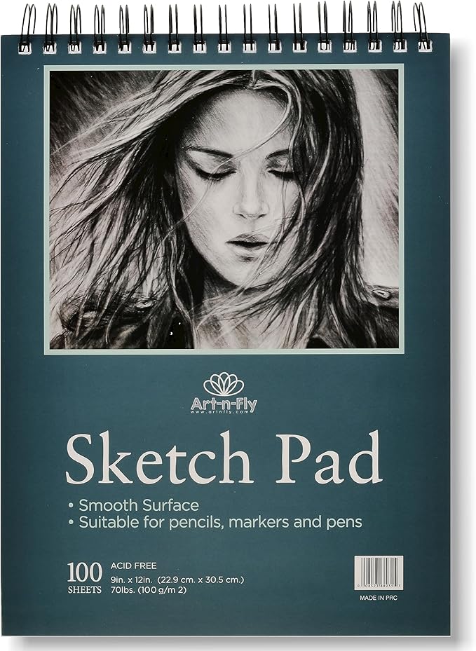 ArtNFly Artists Sketchbook for Drawing 9x12" (A4) with Spiral Bound