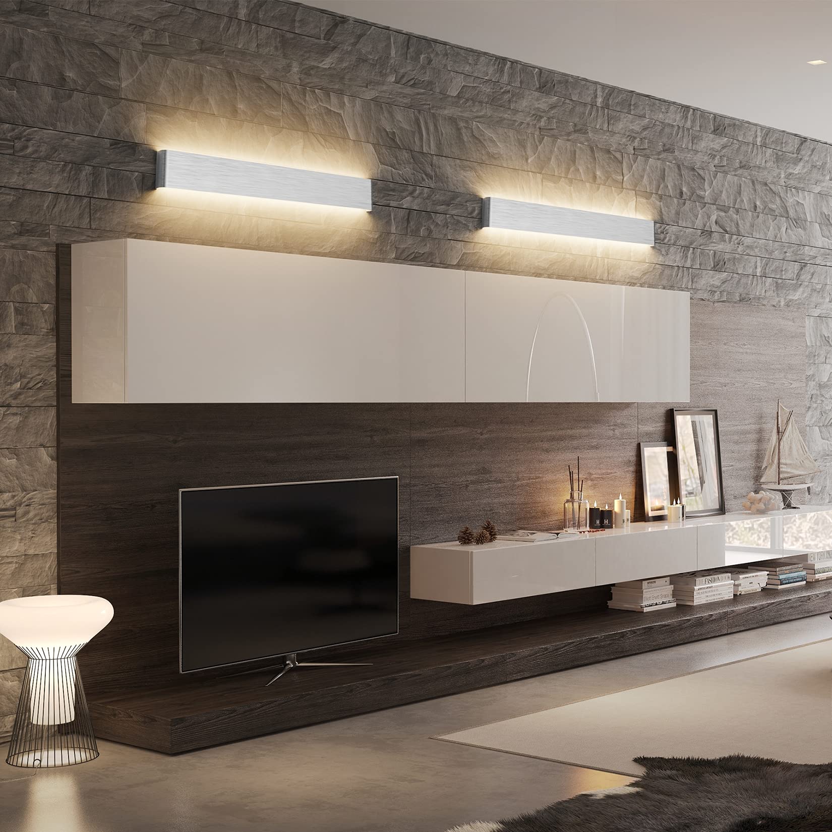 Applique Murale LED Klighten 20W - 61cm, 1990 Lumen, 3000K Blanc Chaud - Aluminium, Pour Salon, Chambre