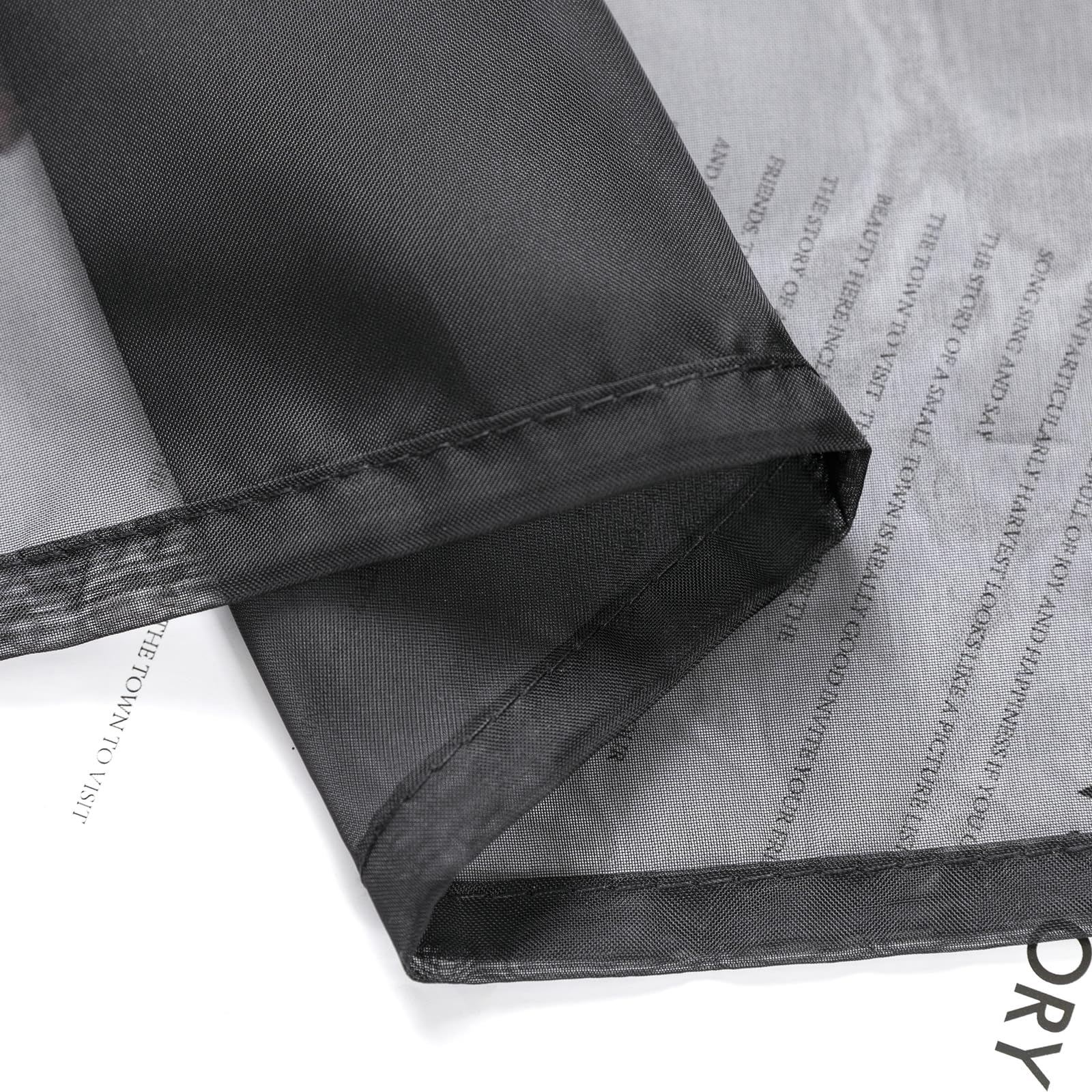 Schwarz Voile Vorhänge Transparent 2 Stück, Polyester Vorhänge 137 Breit Rod Tasche Einfarbig für Schlafzimmer, H160 x B137 cm