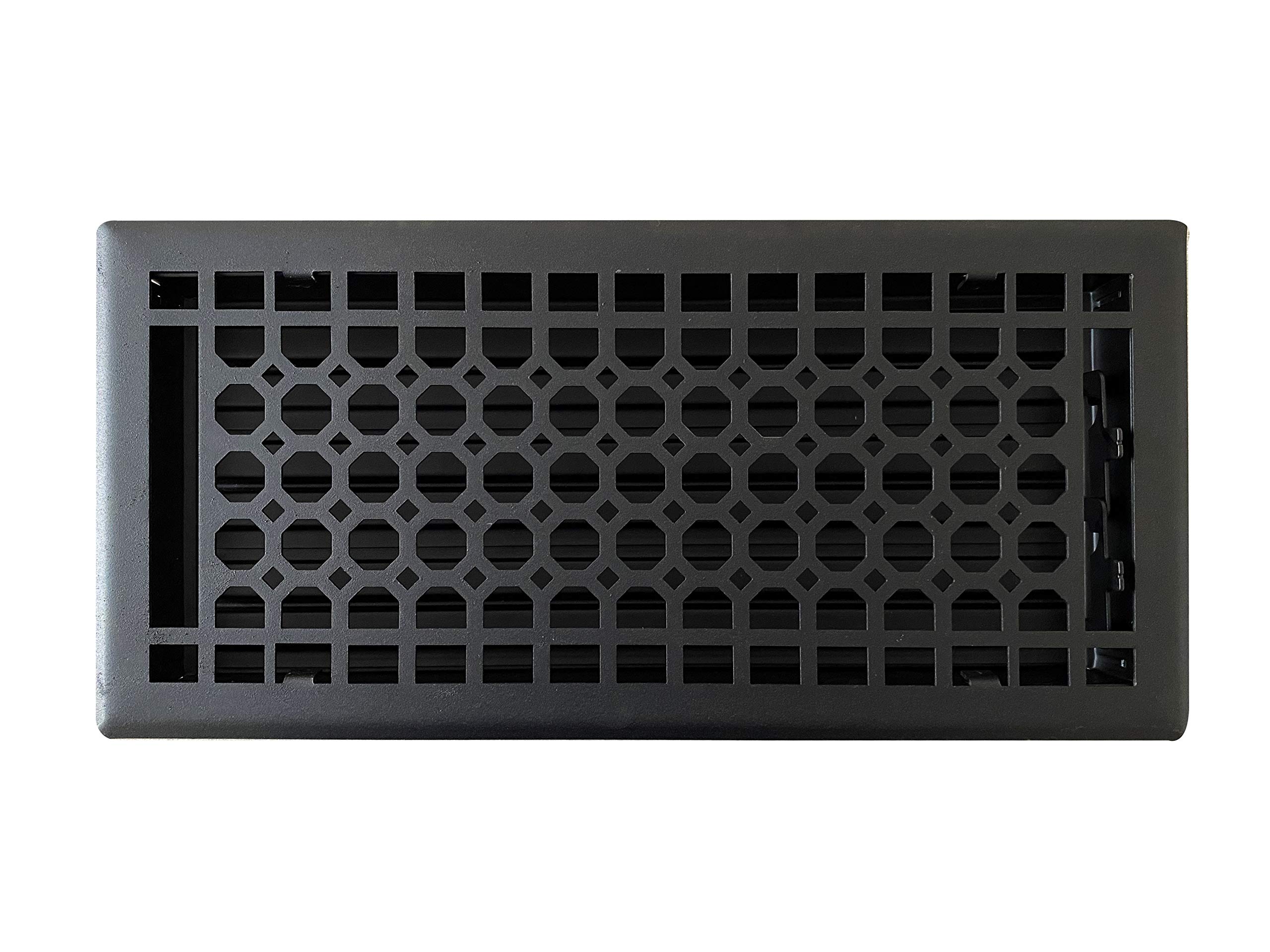 Empire Register Co, Vent Cover - 6x14 inch, Honeycomb Design, Textured Black Finish, Heavy Duty Floor Vent Covers, Metal Damper Attached. Vent Covers for Home Floor only.