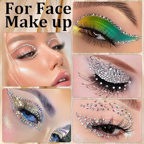 Miniatura 8 de Diamantes de imitación para uñas, kit de manicura con gel de pegamento de diamantes de imitación, piedras preciosas AB de cristal con parte trasera