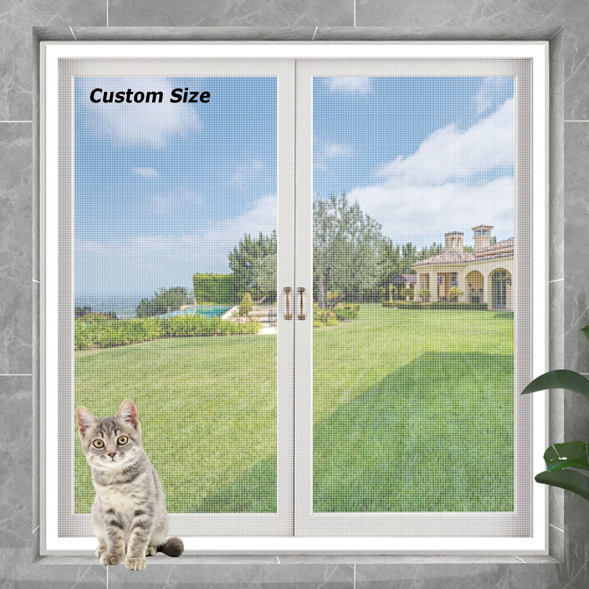 Hruile Multicolor Custom Size Cat Protection Nets, Balcony Window Patio Guard Mesh, Self-Adhesive Fly Screen Netting Anti-Mosquito Insect, Cat Window Screen Safety Nets