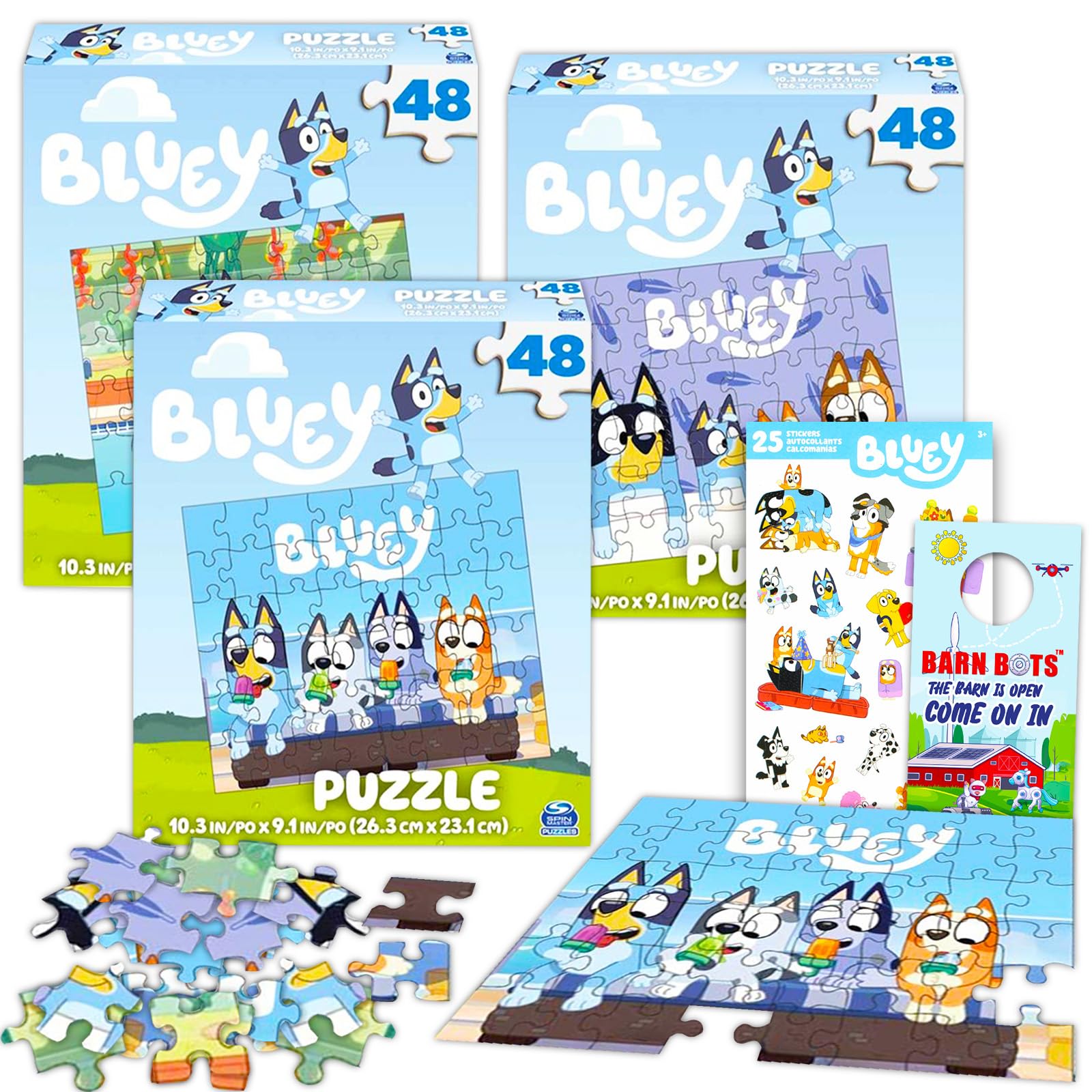 Amazon.com: Bluey Premier 48 Pc Puzzle Set for Kids - Party