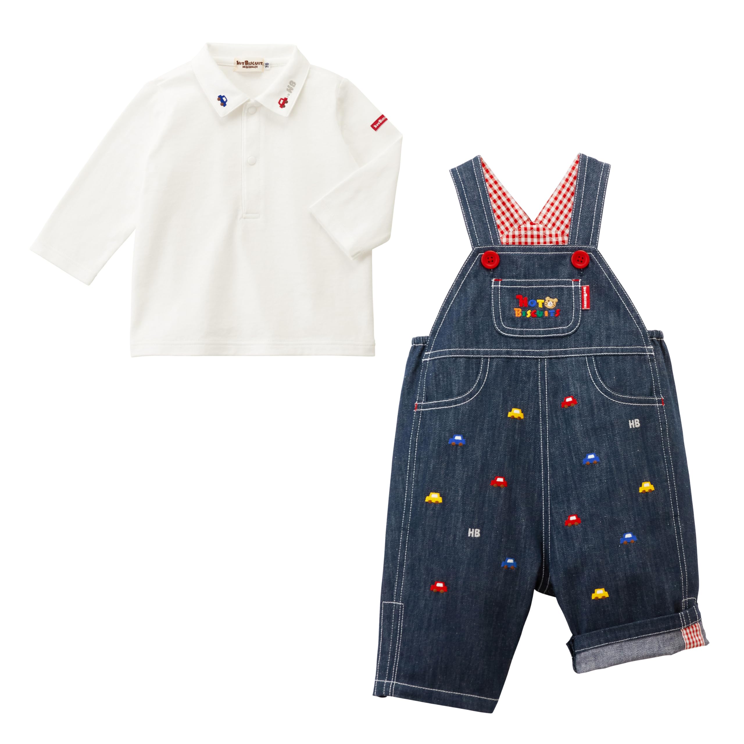 Amazon | [ミキハウス ホットビスケッツ] オーバーオール＆ポロシャツ 