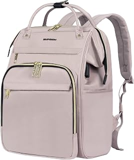 EMPSIGN Laptop Backpack for Women 15.6 Inch Travel Work Backpack, 35L Waterproof Backpack Pures with USB Port & RFID Blocking, Largre Capacity Casual College Backpack, Grey Pink