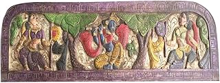 Antique Vintage Hand Carved Sitting Krishna Fluting Headboard in Vrindavan Peaceful Yoga Studio Decor