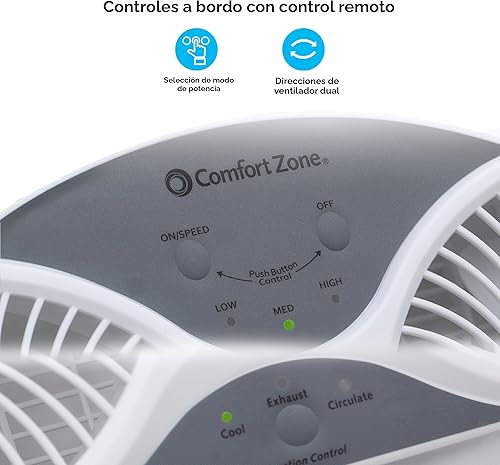 Miniatura 2 de Comfort Zone CZ310R - Ventilador de ventana doble reversible de 3 velocidades 3 funciones con control remoto cubierta extraíble