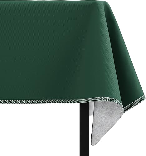Miniatura 2 de Exquisite Manteles de vinilo color verde oscuro, 54 x 108 pulgadas, paquete de 1 mantel rectangular con reverso de franela, plástico, reutilizable e