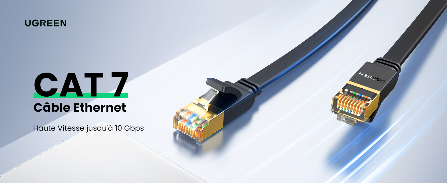 10m câble réseau plat cat 8.1 rj45 - câble ethernet cat8 plat lan