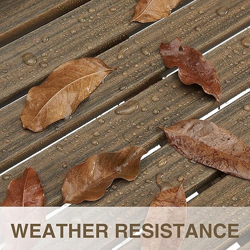 Miniatura 6 de Banco para exteriores, banco de jardín para 2 personas, banco de patio de madera de polietileno para exteriores, porche y parque (marrón claro)