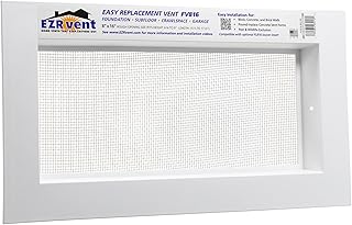 FV816-8H-BG Easy Replacement Vent, 8x16 Foundation Crawlspace and Garage, Galvanized Steel Mesh (White)