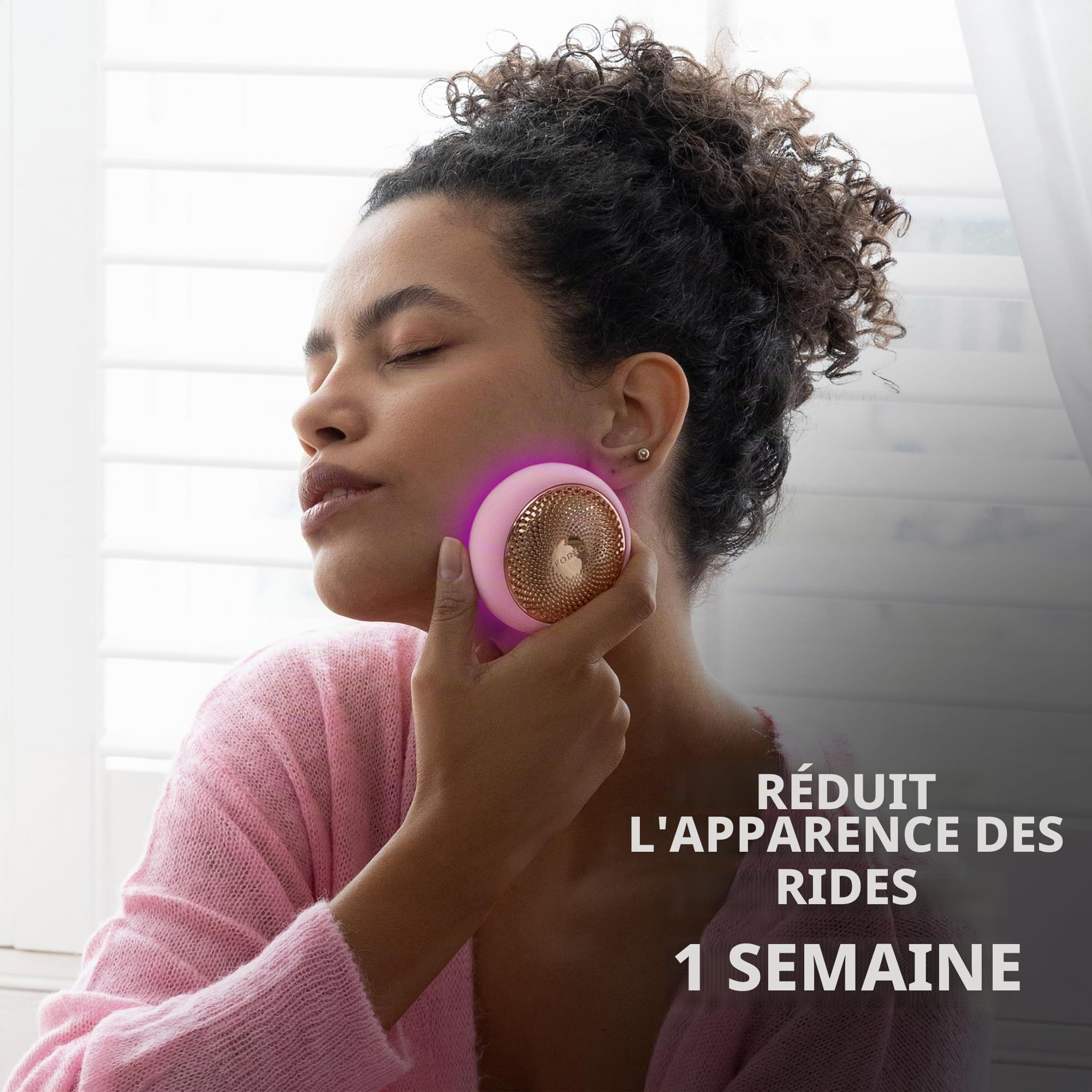 UFO 3 masque hydratant visage profond - Spa visage 5 en 1 - Luminothérapie lumière rouge, thermothérapie, cryothérapie, massage visage T-Sonic, anti-âge - Masque visage infuseur de soins - Pearl Pink