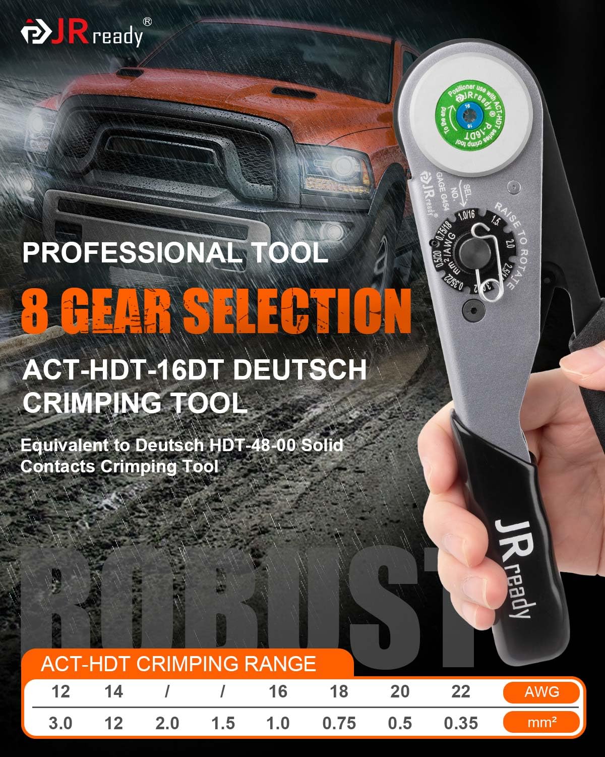 JRready Kit de conectores Deutsch, conector eléctrico impermeable IP68 de 2, 3, 4, 6, 8, 12 pines, tamaño 16, contactos sólidos 16-20AWG y herramienta de crimpado Deutsch, kit de conector DW5008 DT
