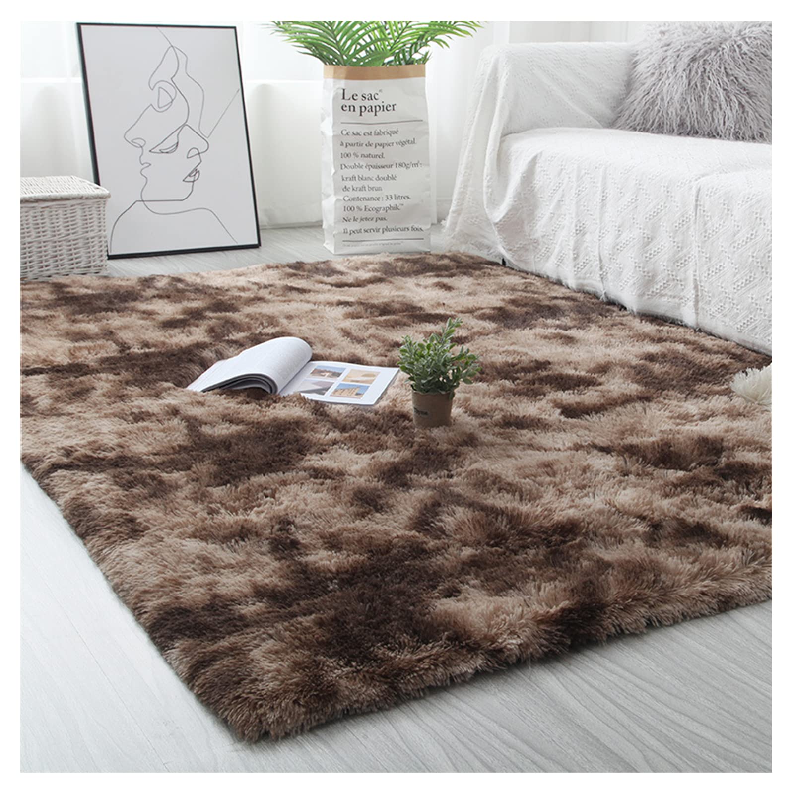 Tapis de salon shaggy moderne évite les glissades, tapis moelleux sécurisé