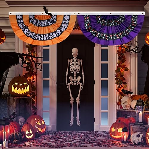 Miniatura 10 de 4 banderas plisadas de Acción de Gracias de 1.5 x 3 pies para exteriores, calabaza, pavo, patio, otoño, con cabecera de lona y ojales de metal para