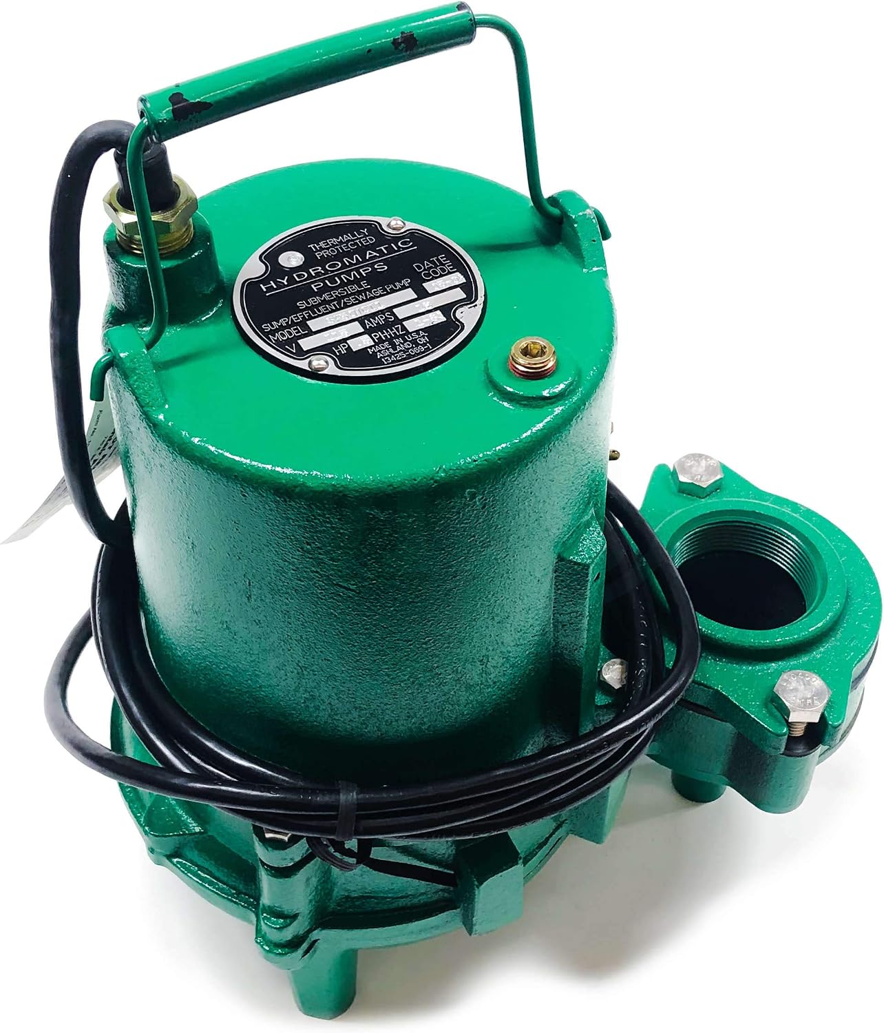 Hydromatic SP50M1 Submersible Sewage Ejector Pump, top view with label