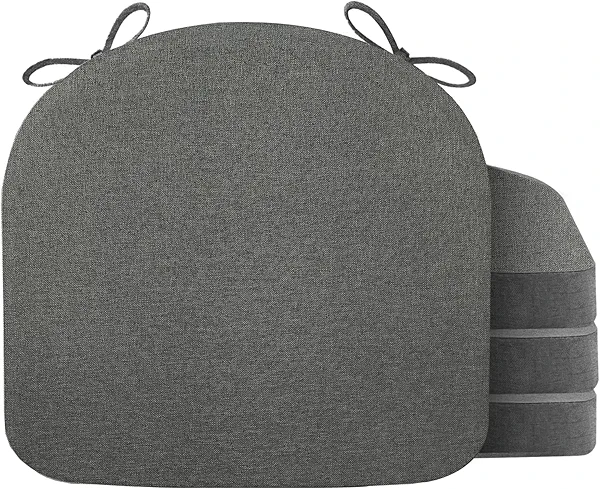 Nordjager Chair Cushions for Dining Chair Seat Set of 4, Memory Foam Chair Pads Help You Relief from Sedentary Discomfort in The Office or Kitchen and Dining Rooms(17" x 16" x 2.5", Dark Grey)