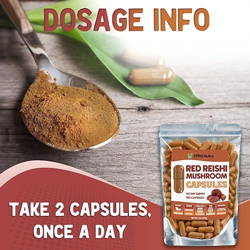 Miniatura 5 de XPRS Nutra Cápsulas de hongos Reishi  180 cápsulas de hongos reishi rojos  3 meses de suministro de hongos reales suplementos píldoras para refuerzo