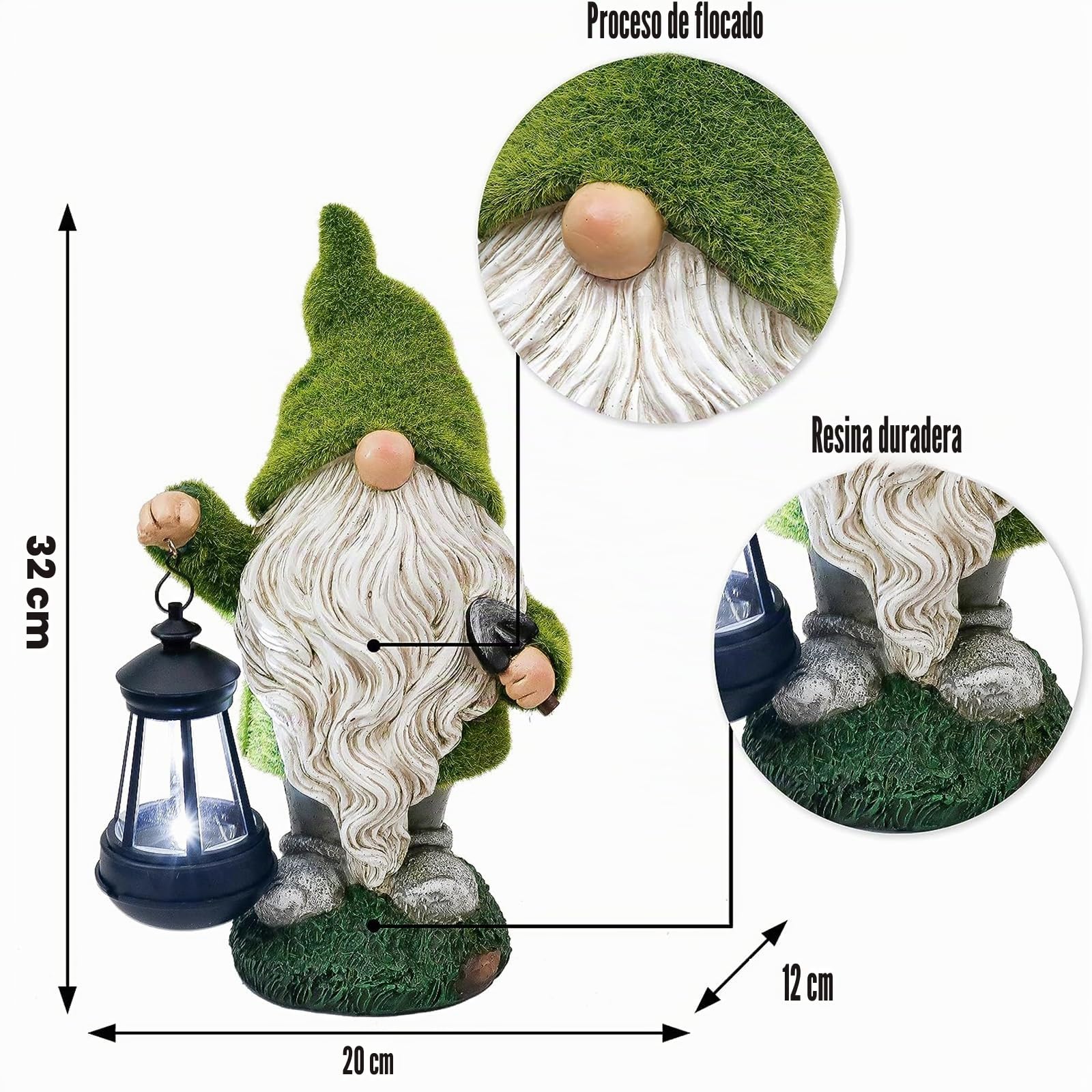 Divertido enano de jardín resistente a la intemperie, figura grande de resina, decoración de jardín