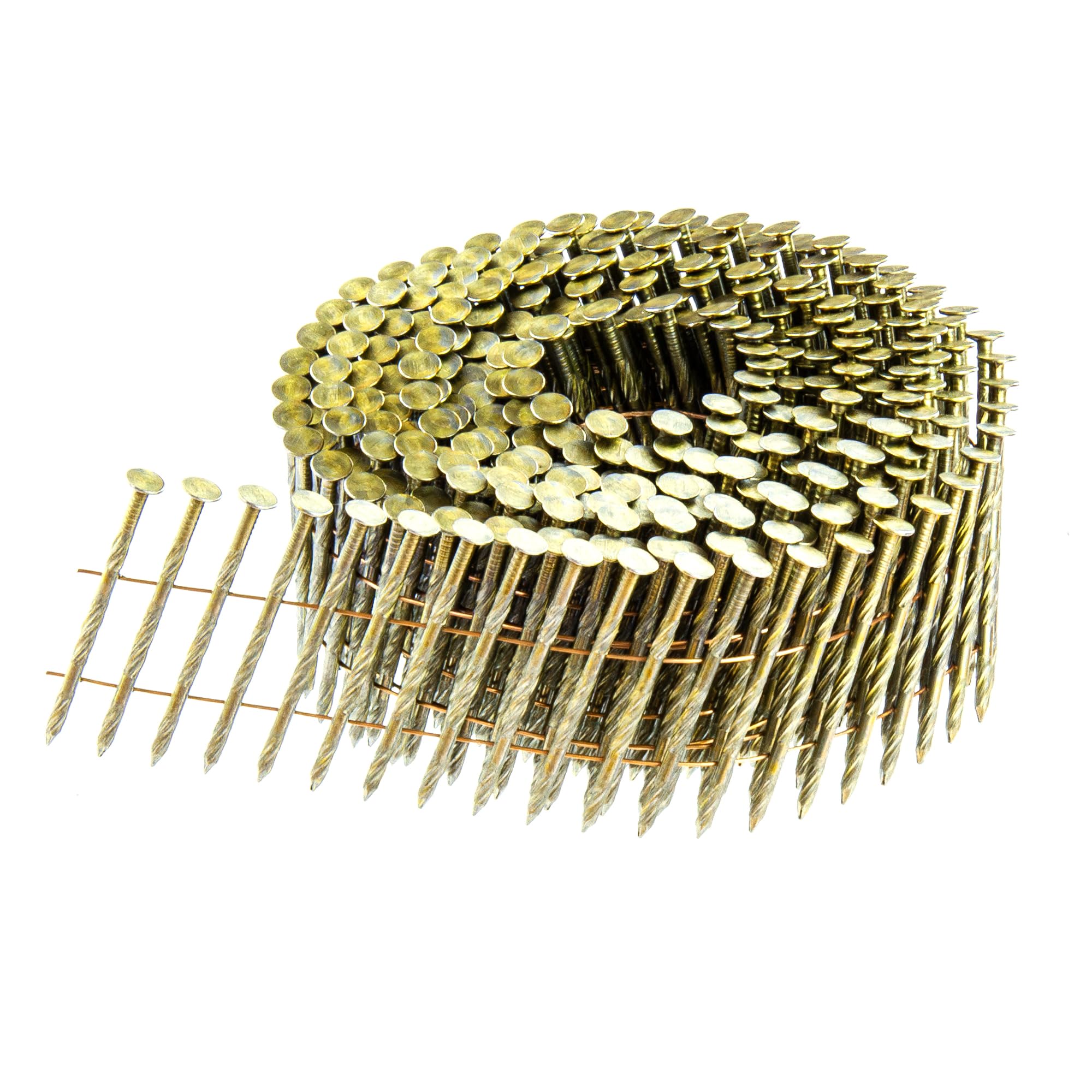 meite Siding Nails 2-Inch x 0.099 Screw Shank Bright Coated Wire Coil Siding Nails, 15 Degree Wire Collated Round Head, CNFS2550 Siding Nails (9000
