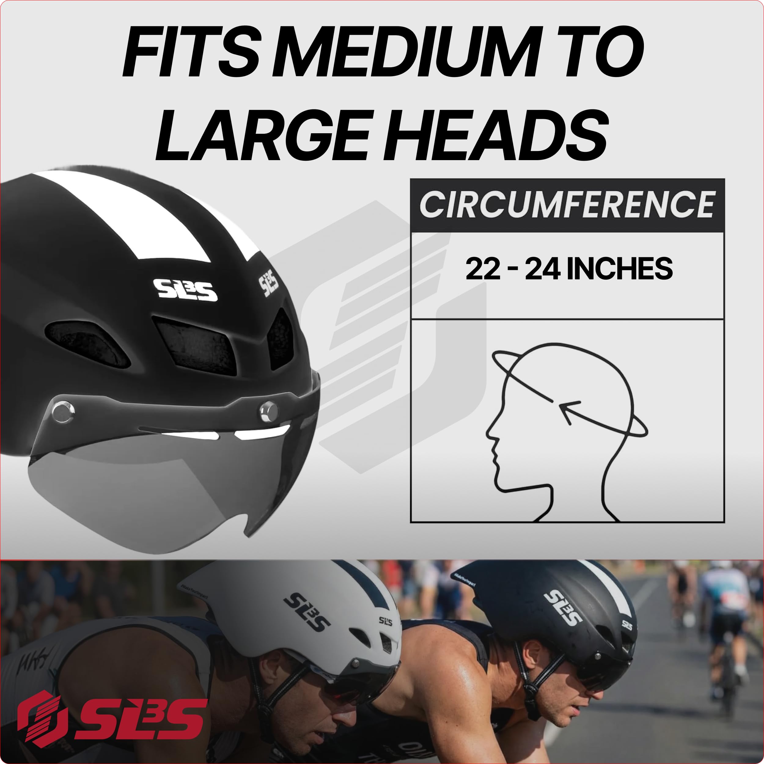 SLS3 Triathlon Bike Helmet - Aero Bike Helmet with Removable Shield Visor for Tri and Time Trial TT - Lightweight Men/Women