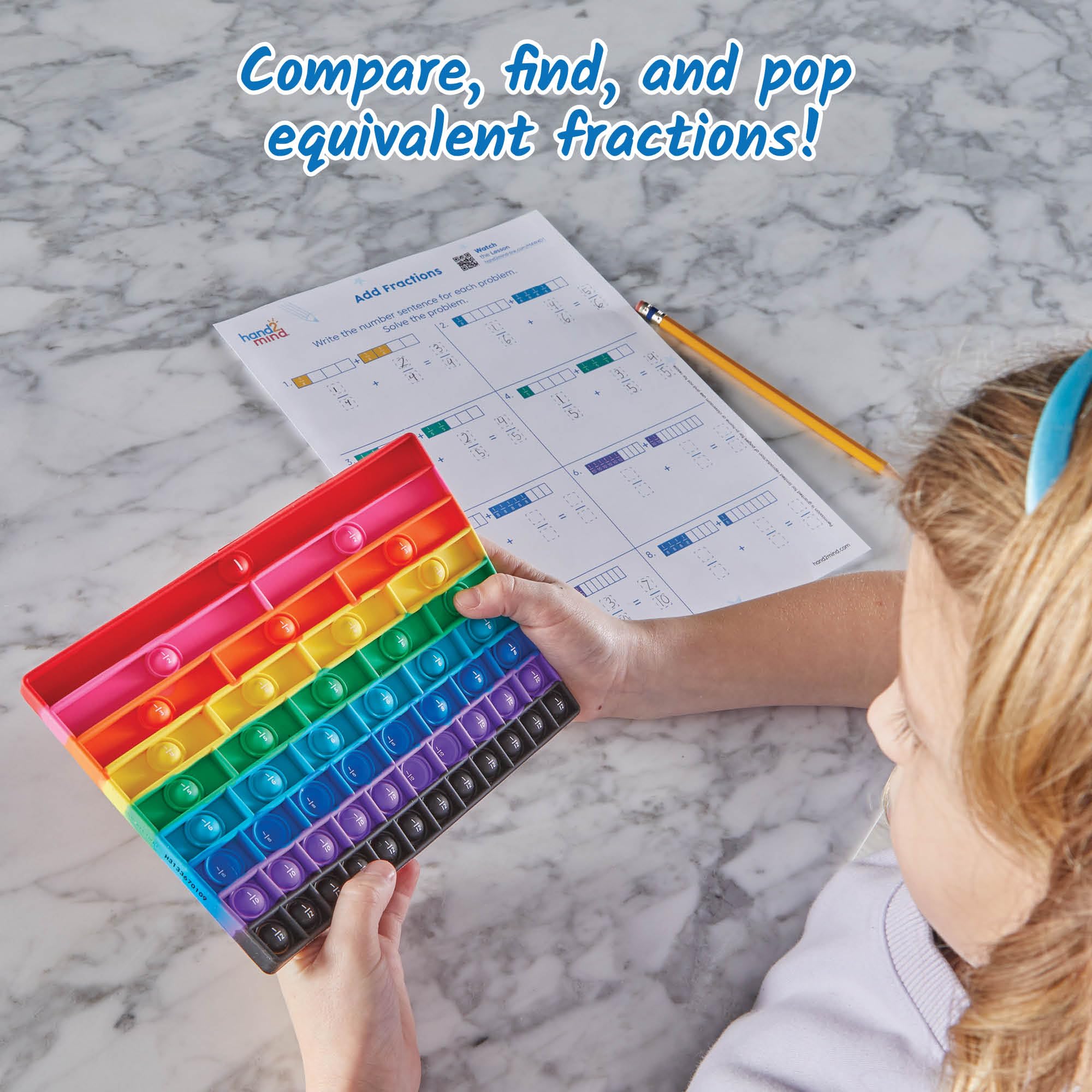 Learning Resources Rainbow Fraction Sensory Bubble Popper, Push Pop Fidget Toys for Kids Fraction Manipulatives - Image 2
