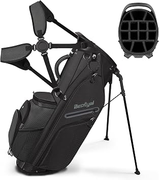 14 Way Full Length Dividers Golf Stand Bag, Lightweight Golf Bag with Stand for Men and Women Golf Club Carry Bag with Dual Strap & Rain Cover