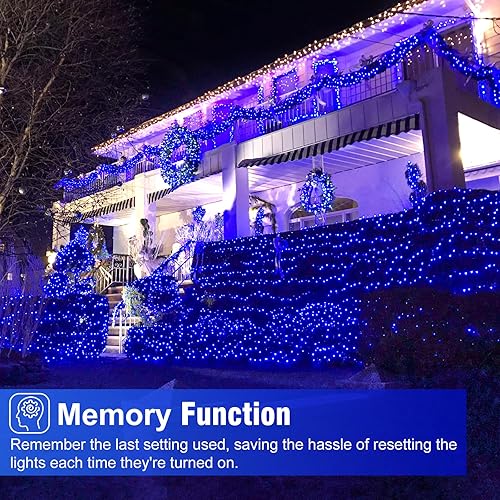 Miniatura 7 de Paquete de 2 luces de Navidad para exteriores, total de 200 pies, 600 luces LED para árbol de Navidad con 8 modos, impermeables, cadena de luces
