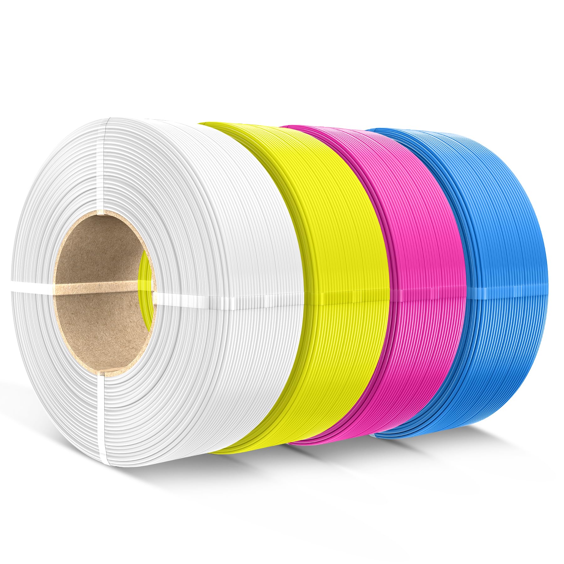 SUNLU CMYK PLA filamento Refill 1,75 mm, filamento per stampante 3D PLA adatto per Bambu e SUNLU, terza bobina riutilizzabile, bobina da 1 kg,confezione da 4,(Bianco+Magenta+Giallo+Ciano)