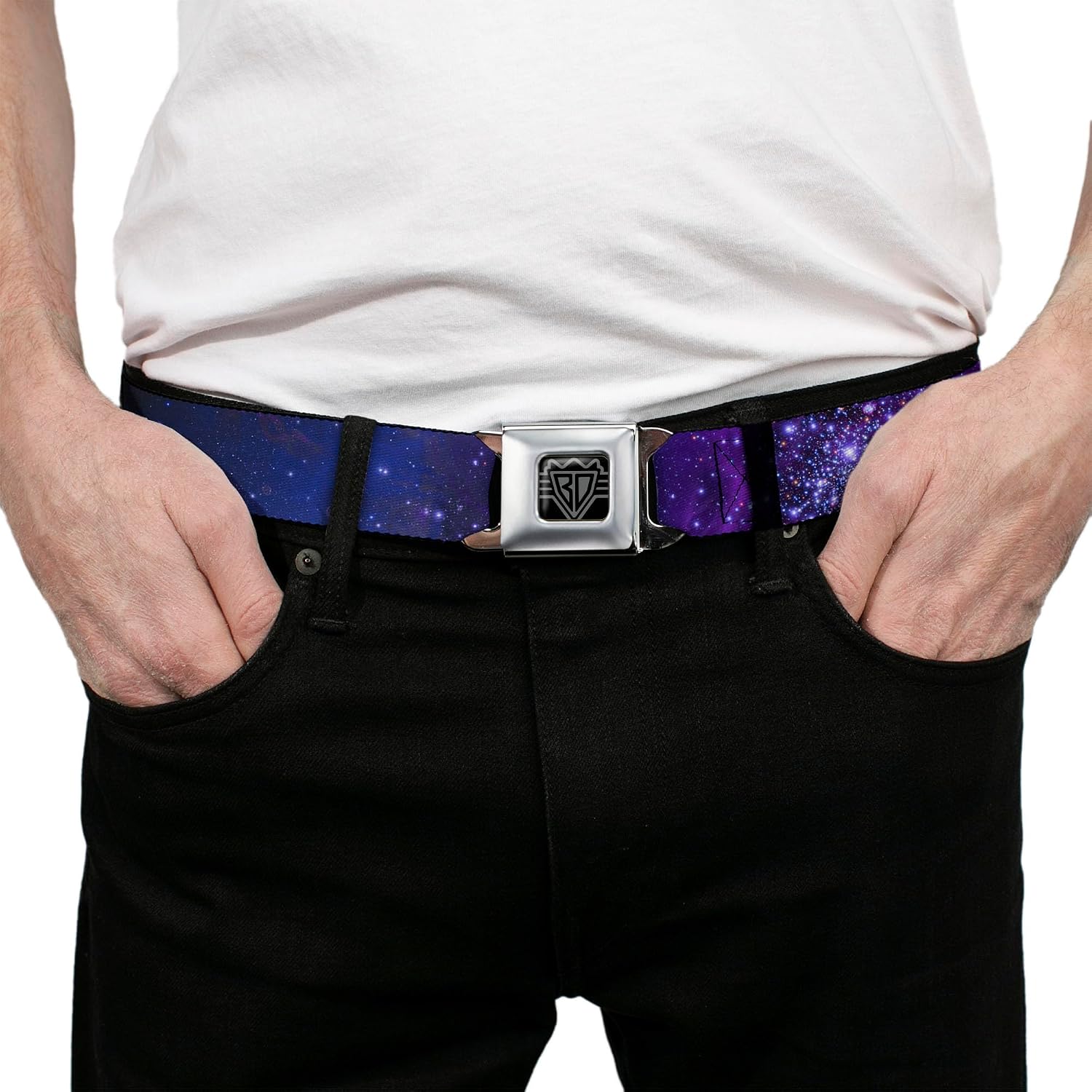 Buckle-Down Seatbelt Belt - Galaxy Blues/Purples - 1.5" Wide - 24-38 Inches in Length