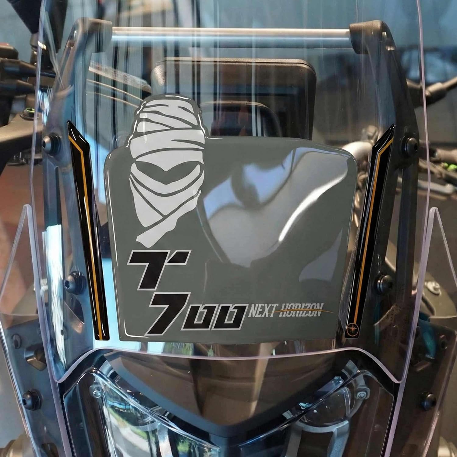 labelbike - Resin 3D Gel Stickers Resin Protections for Motorcycle Front Screen Compatible with Yamaha Tenere 700 2023 Grey