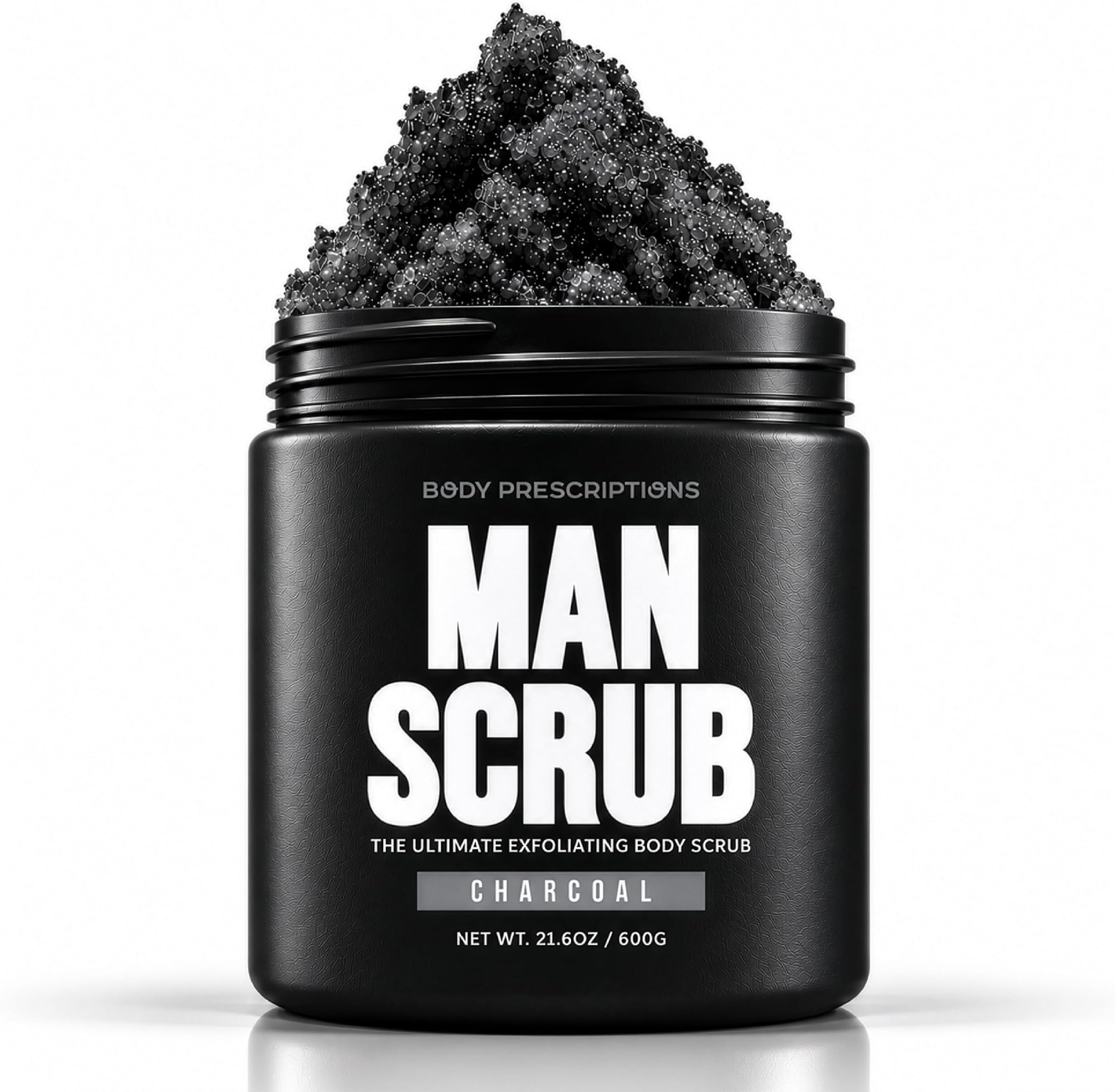 Menโs Exfoliating Body Scrub โ Ultimate Skin Cleansing Wash in Jar with Twist-Top Lid, For All Skin Types, 21 Ounce (Pack of 1), Charcoal